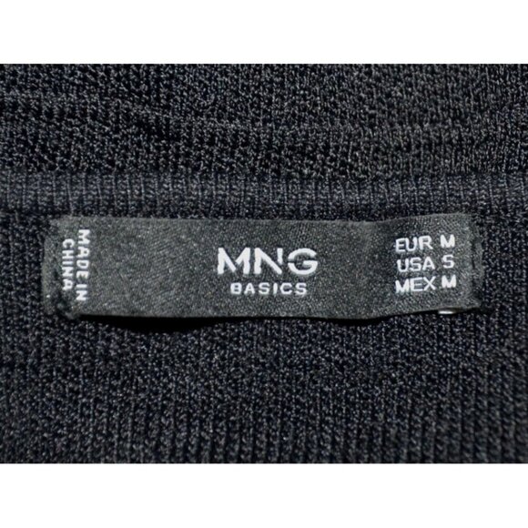 Mango Basics Ladies S Black 3/4 Sleeve Knee Length Sheath Sweater Dress Ribbed - Picture 5 of 6